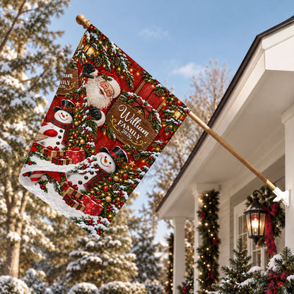 Personalized Christmas Garden Flag - Custom Family Name Santa Claus Flag - Christmas Home Decor