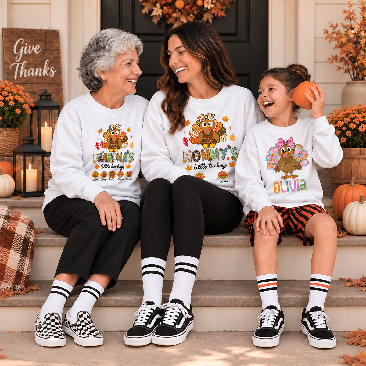 Personalized Thanksgiving Shirt - Grandma's Little Turkeys Shirt - Gift for Grandma, Mom