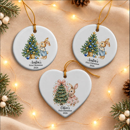 Personalized First Christmas Ornament 2026 - Baby's First Christmas Ceramic Ornament - Newborn Gift