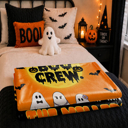 Personalized Halloween Blanket for Family - Custom Name Boo Crew Throw Blanket - Ghost Family Pumpkin Blanket - Spooky Halloween Home Decor - Family Gift