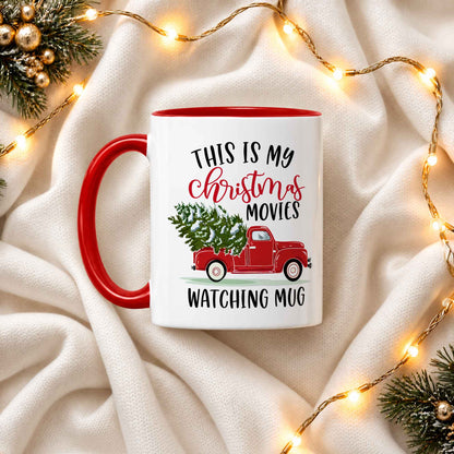 Christmas Movie Mug, Red Truck Christmas Tree Coffee Mug, Holiday Gift for Family