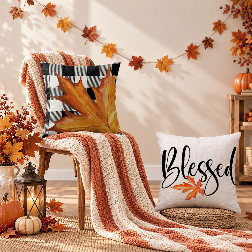 Thanksgiving Fall Decorative Pillow Set of 2 or 4, Harvest Throw Pillows for Home Decor, Gifts for Family