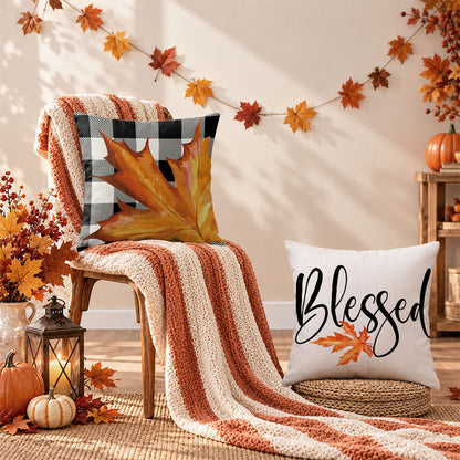 Thanksgiving Fall Decorative Pillow Set of 2 or 4, Harvest Throw Pillows for Home Decor, Gifts for Family