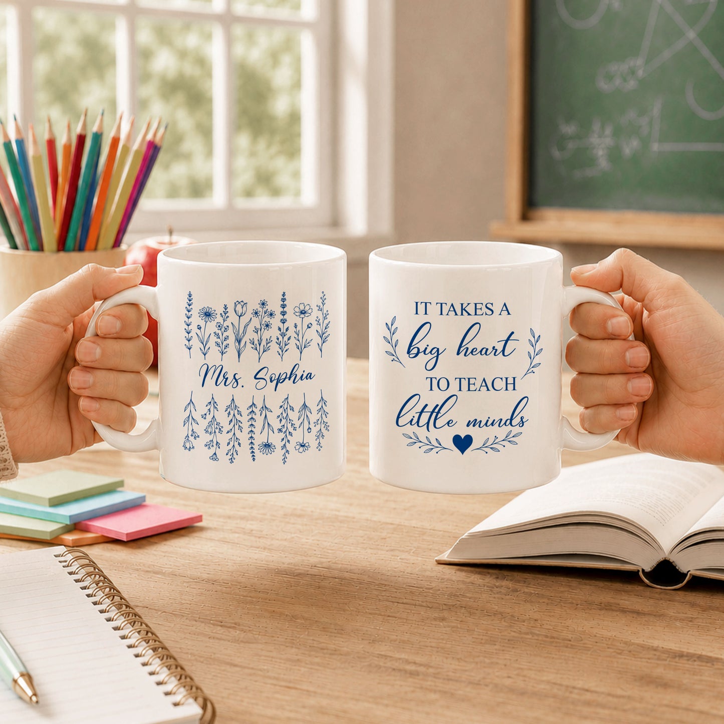 Back To School - Personalized Teacher Mug - Never Underestimate The Difference You Make - Floral Wildflower Coffee Mug, Thank You Teacher Appreciation Gift