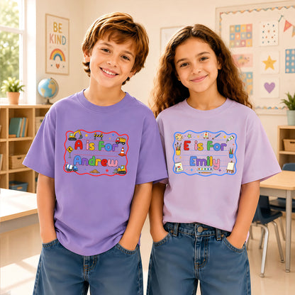 Dream Job Shirt for Kids - Alphabet Kids Shirt - Custom Name T-Shirt, Back To School Outfit for Boys & Girls