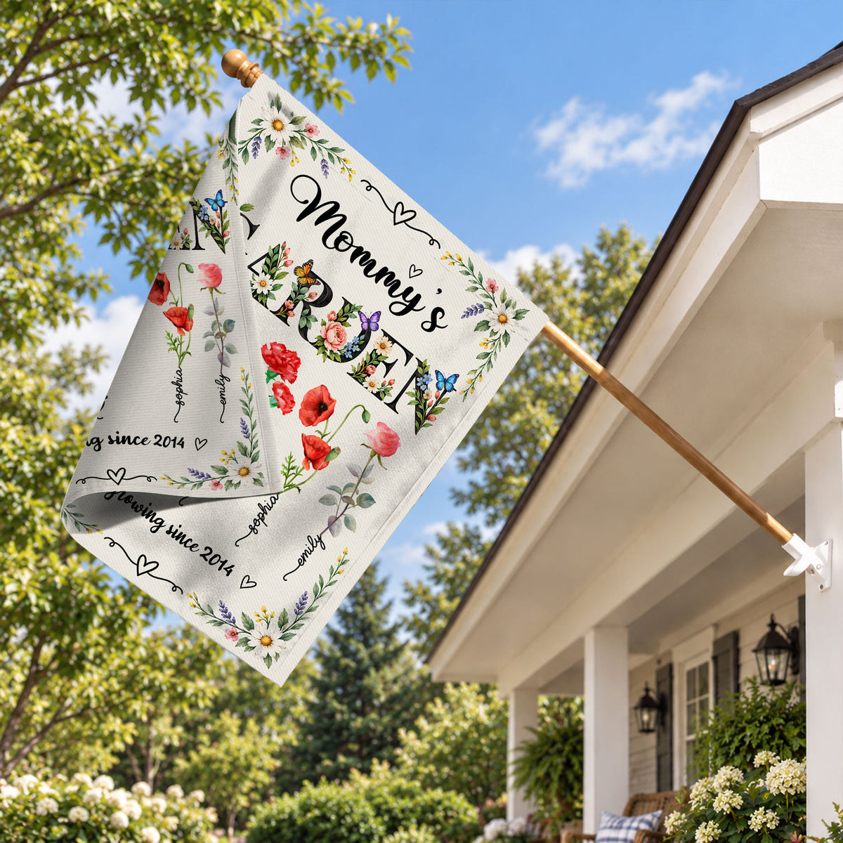 Personalized Garden Flag - Mommy's Garden - Custom Birth Month Flower Flag, Mom Grandma Gift