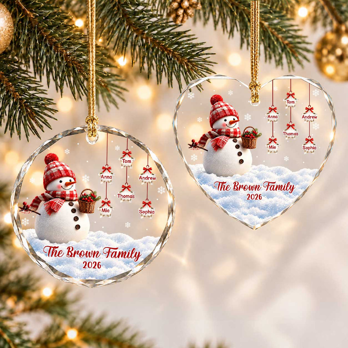 Personalized Gift Family Christmas Ornament 2026, Custom Name Glass Ornament Christmas Tree, Gift For Family