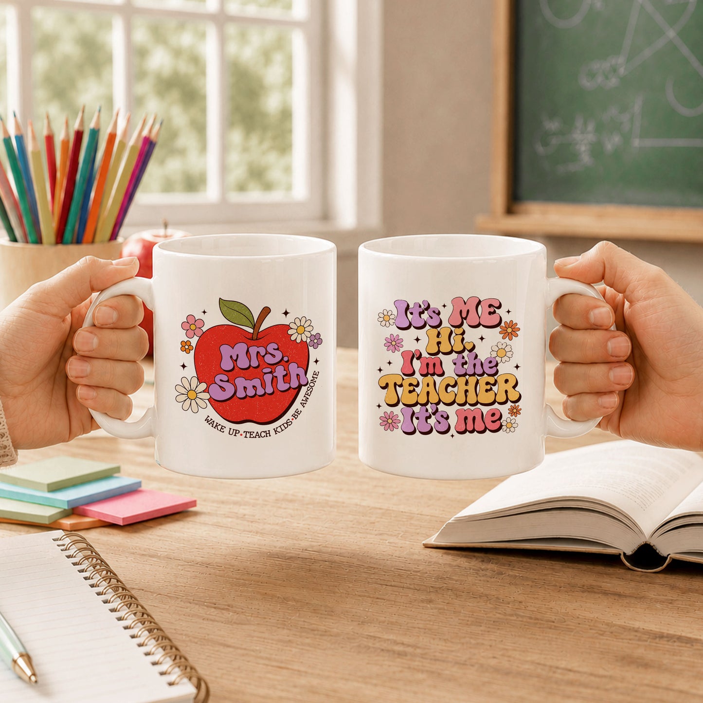 Retro Groovy Teacher Mug - It's Me I'm The Teacher - Personalized Gift for Teacher, Back To School 2026