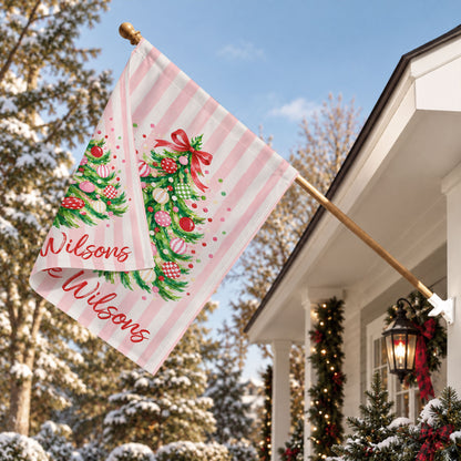 Personalized Christmas Garden Flag - Custom Family Name Flag - Christmas Porch Decor