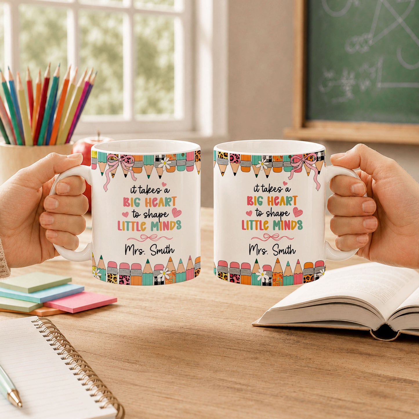 Back to School Personalized Teacher Mug, Custom Name Coffee Mug, Teacher Appreciation Gift for Preschool, Kindergarten & Elementary Teachers