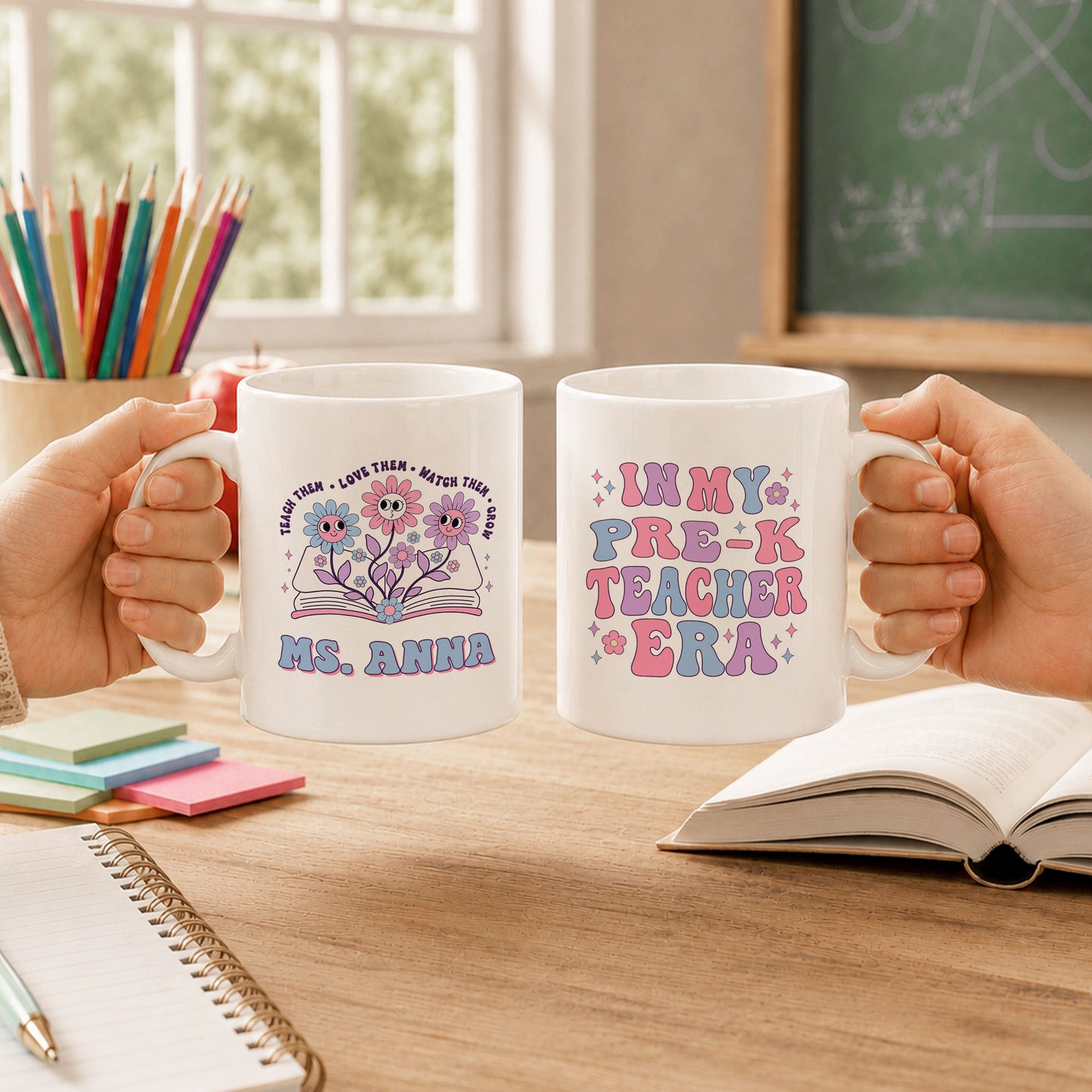 Groovy Floral Teacher Mug - Custom Teacher Name & Grade Coffee Cup - Back To School Teacher Gift