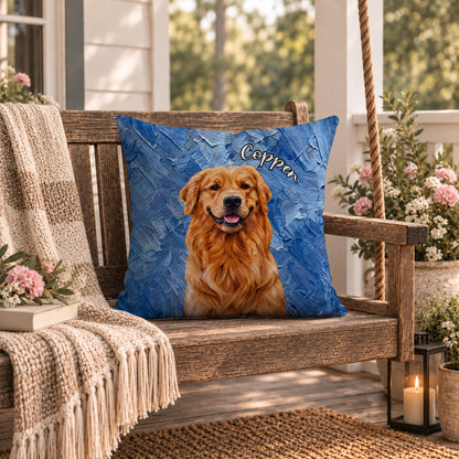 Personalized Pet Pillow - Custom Pet Portrait Oil Painting Pillow - Pet Lover Gift