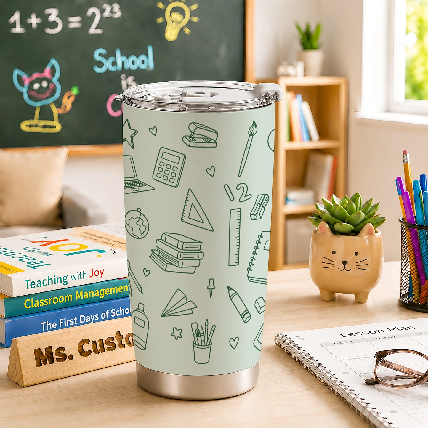 Personalized Teacher Tumbler - Teacher To Go Cup - Custom Teacher Name Stainless Steel Tumbler, Gift for Teacher