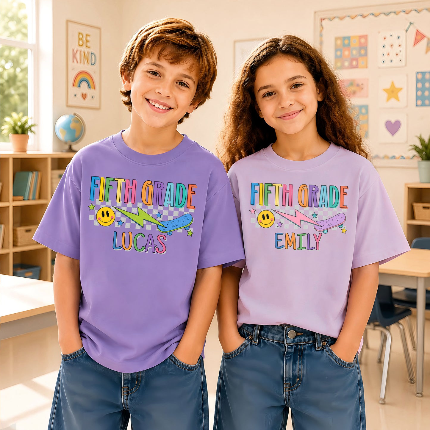 Personalized Back To School Shirt - Custom Grade & Name Kids T-Shirt - First Day of School Outfit for Boys and Girls