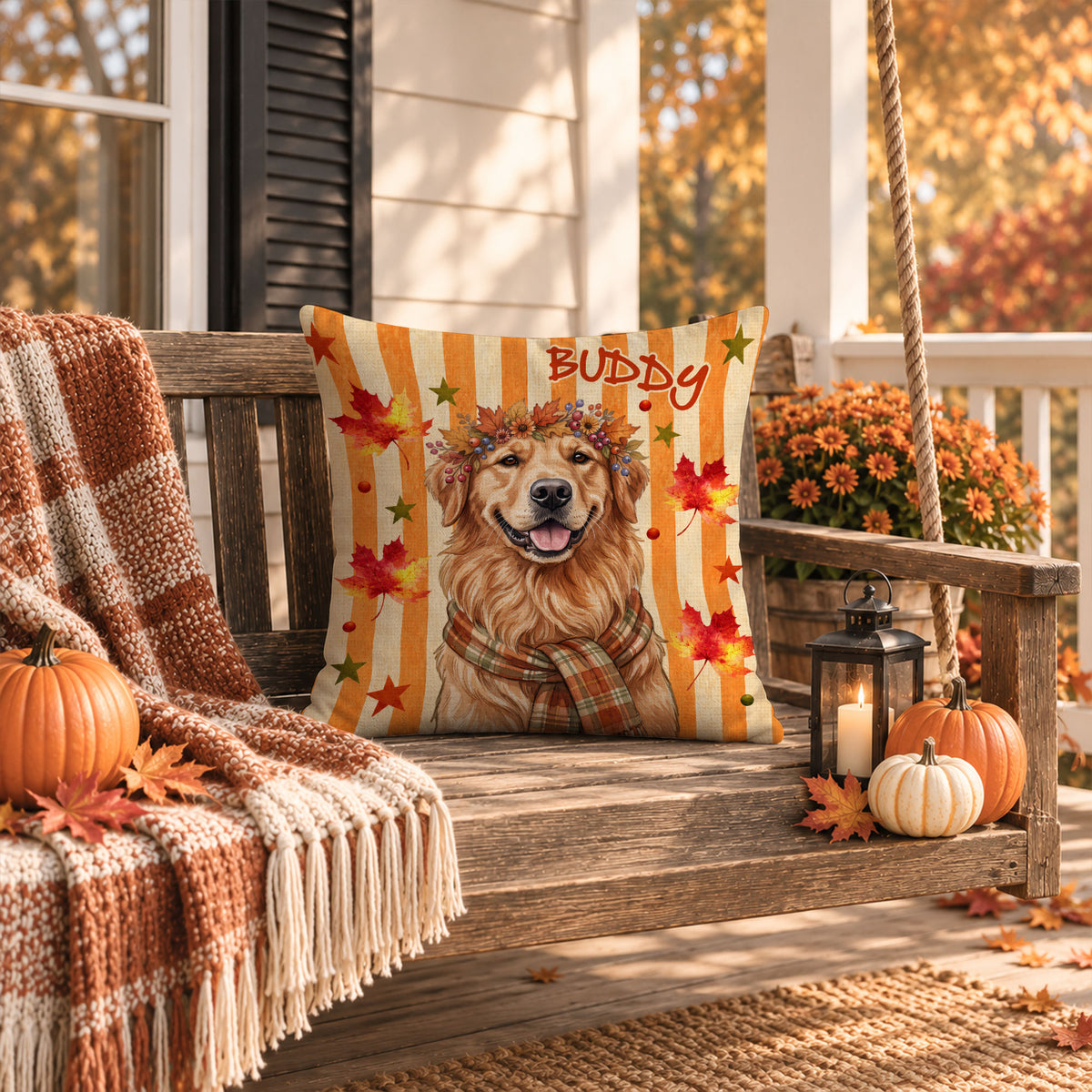 Personalized Thanksgiving Pet Pillow – Custom Pet Portrait Pillow Watercolor Art - Thanksgiving Gift for Pet Lovers