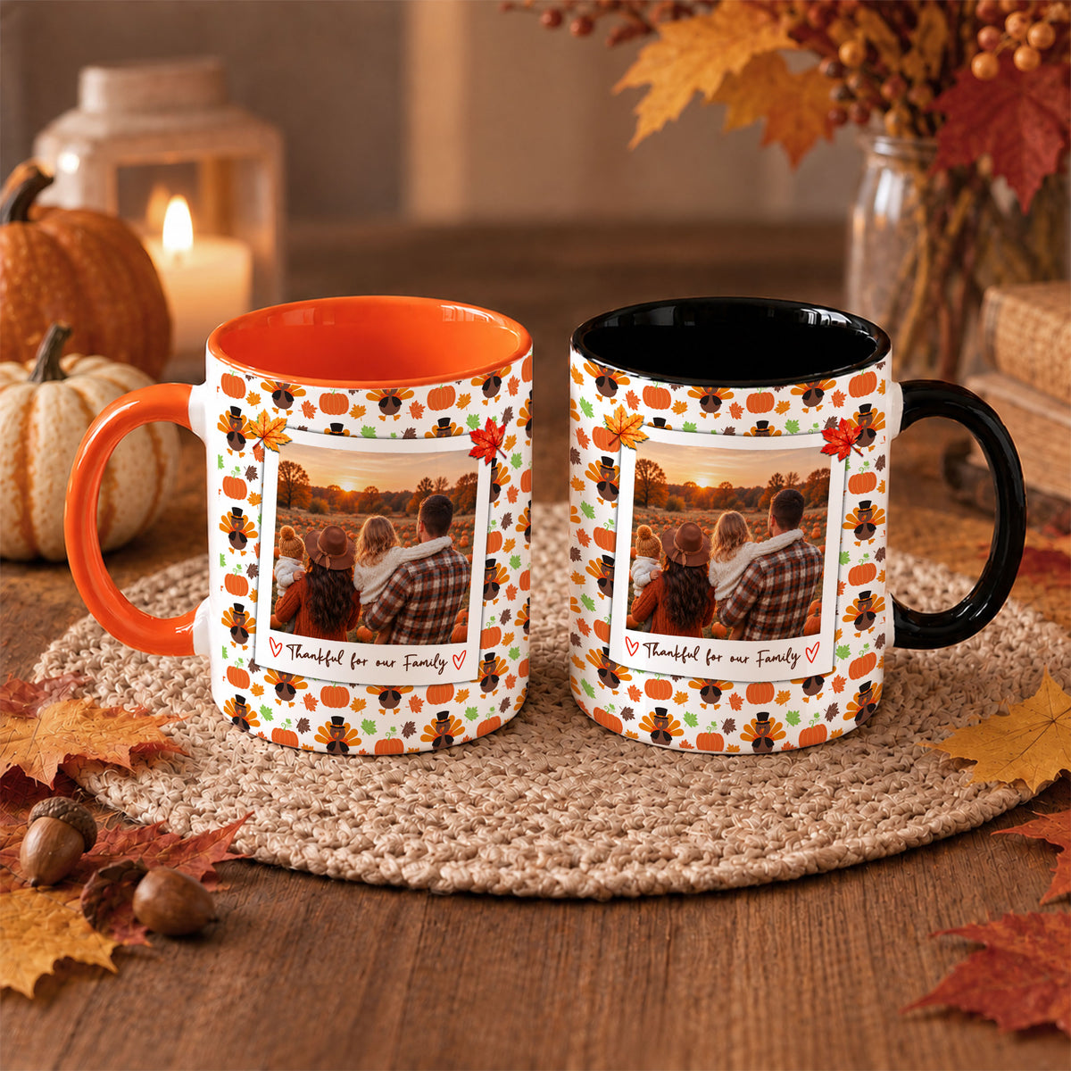 Personalized Thanksgiving Mug - Custom Photo & Message Accent Mug - Family Thanksgiving Gift