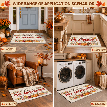 Personalized Thanksgiving Doormat - Custom Family Name House Mat - Thanksgiving Porch Decor