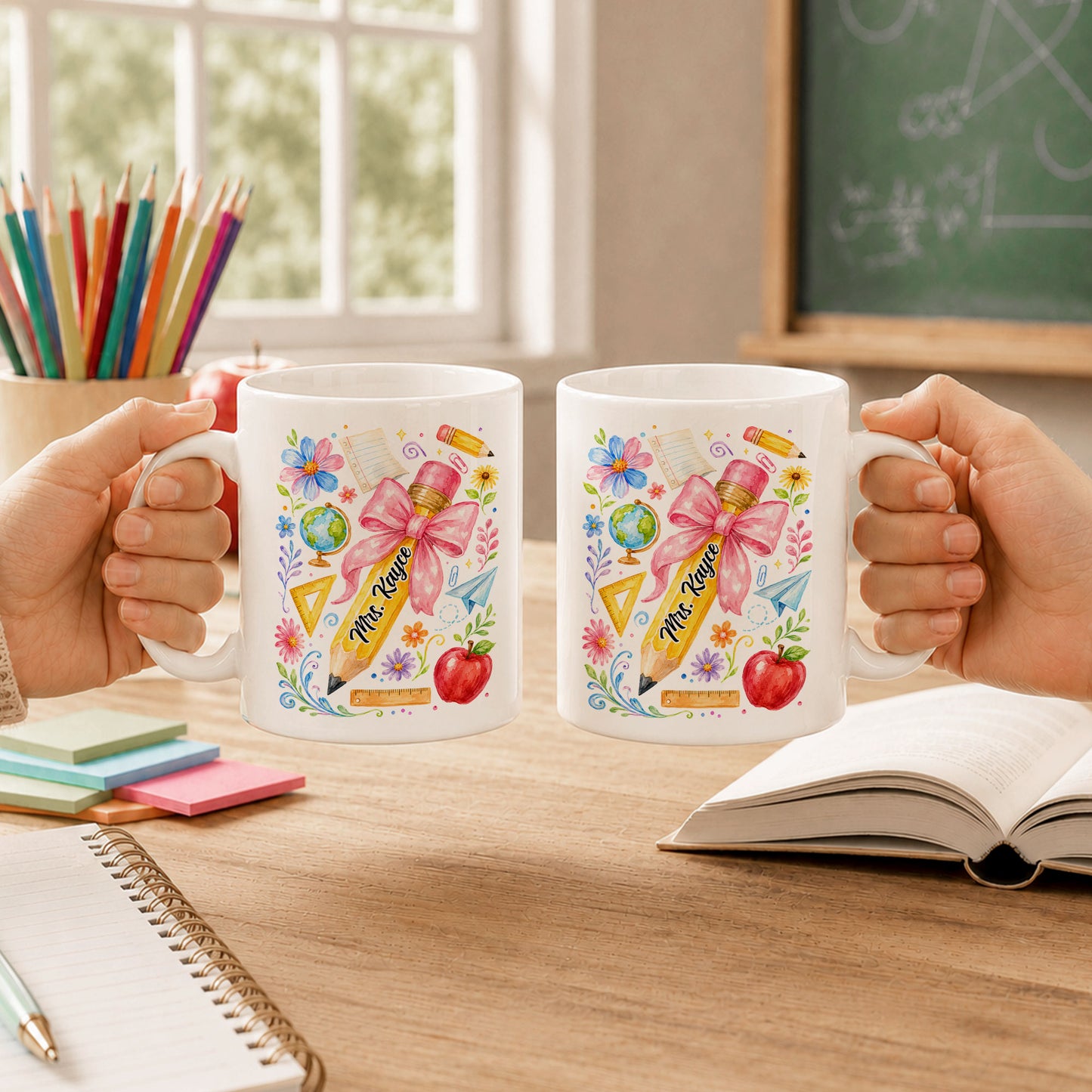 Boho Floral Teacher Mug - Custom Name Teacher Mug - Back To School Gift