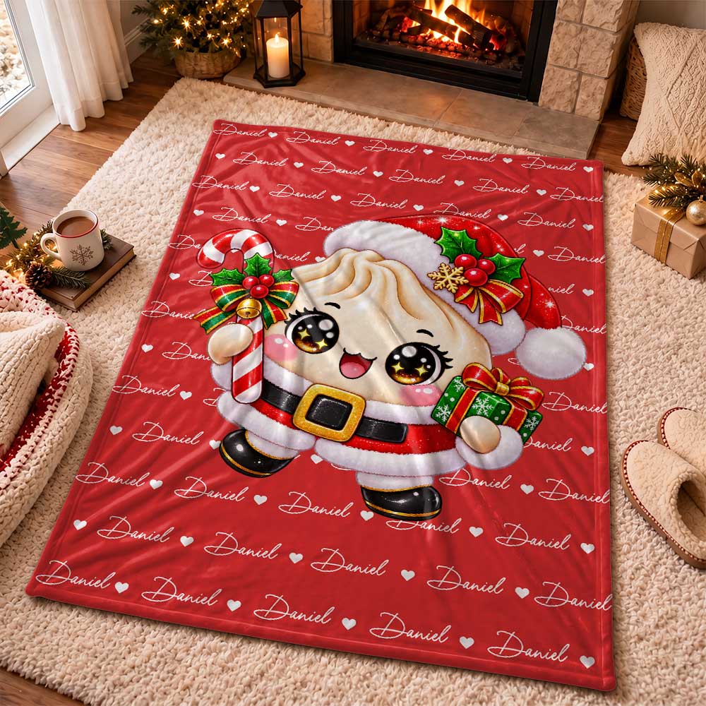 Personalized Christmas Squishy Blanket - Custom Dumpling Characters Christmas Blanket - Cute Christmas Gifts for Kids