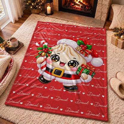 Personalized Christmas Squishy Blanket - Custom Dumpling Characters Christmas Blanket - Cute Christmas Gifts for Kids