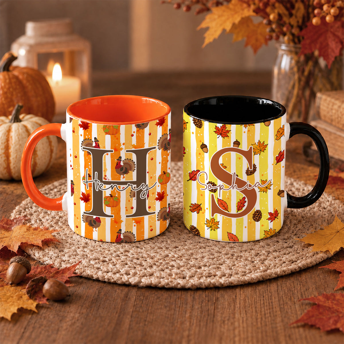 Personalized Thanksgiving Mug - Custom Name Fall Pumpkin Mug - Thanksgiving Gift for Friends, Self Gift