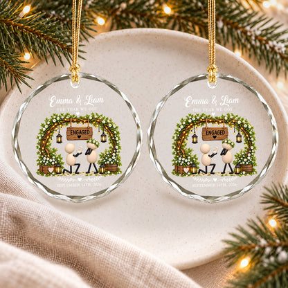 Personalized Gift Engagement Glass Ornament, Custom Couple Names Christmas, Engaged 2026 Christmas Gift For Couple