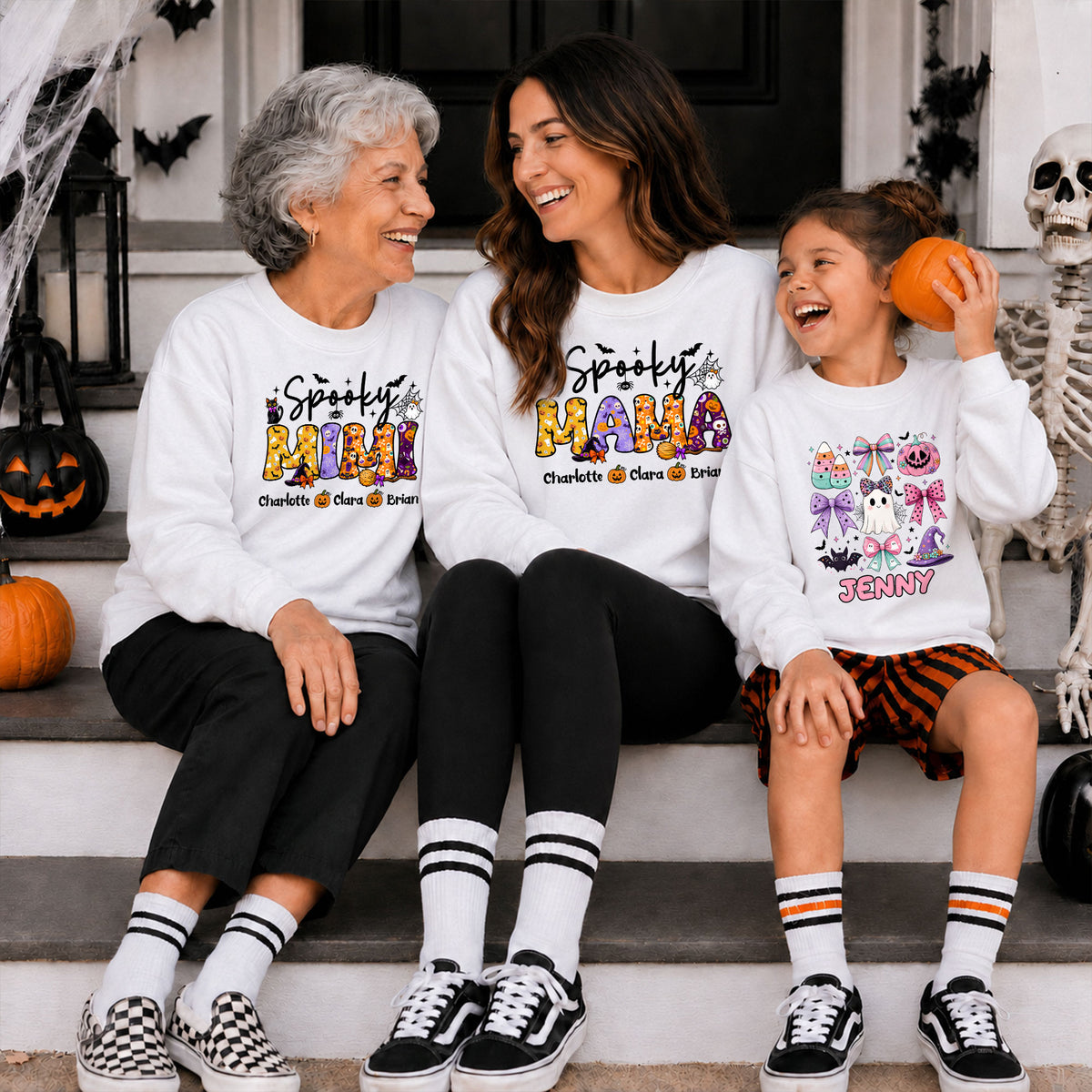 Personalized Halloween Sweatshirt - Spooky Mama - Custom Mama Grandma T-shirt Sweatshirt, Spooky Season Gift for Mom & Grandma