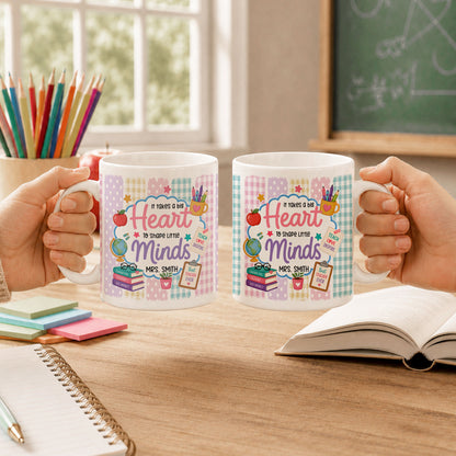 Back to School Personalized Teacher Mug, Custom Name Coffee Mug, Teacher Appreciation Gift for Preschool, Kindergarten & Elementary Teachers