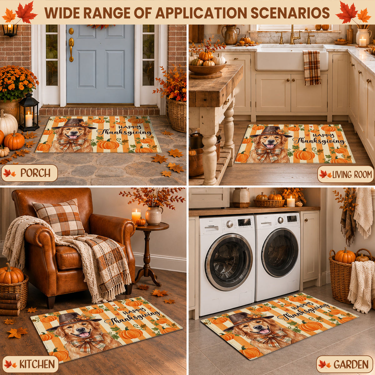Personalized Thanksgiving Doormat – Custom Pet Portrait Door Mat - Thanksgiving Mat for Pet Lovers