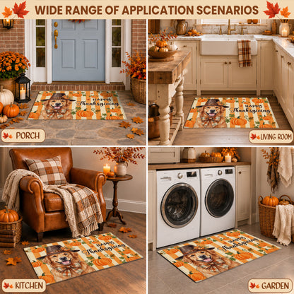 Personalized Thanksgiving Doormat – Custom Pet Portrait Door Mat - Thanksgiving Mat for Pet Lovers