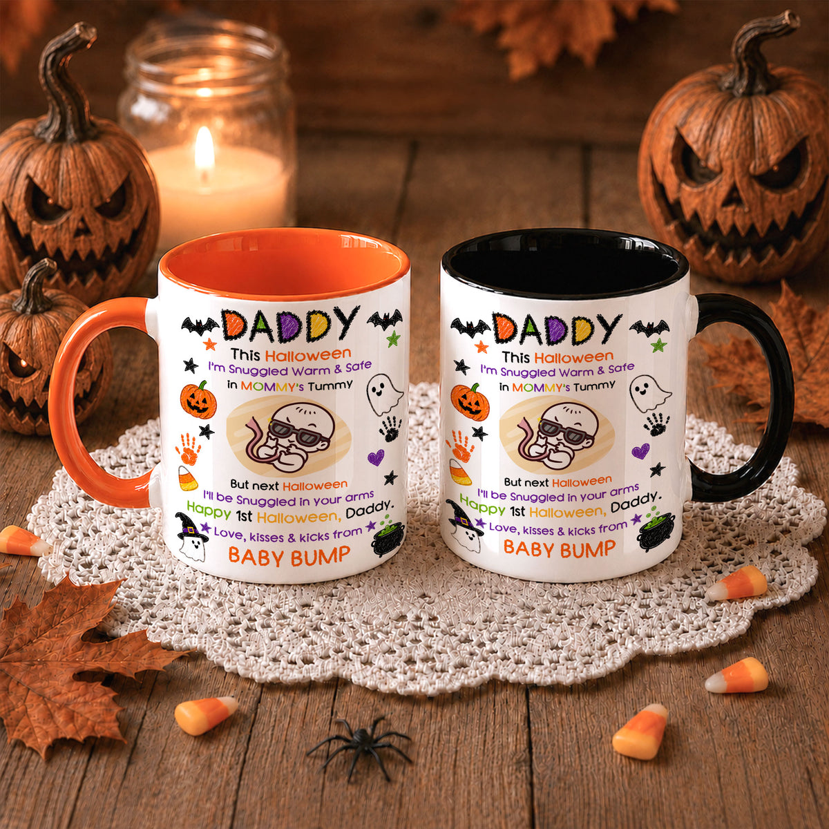 Personalized Baby's First Halloween Mug for New Dad, From Baby Bump - Halloween Gift for New Family