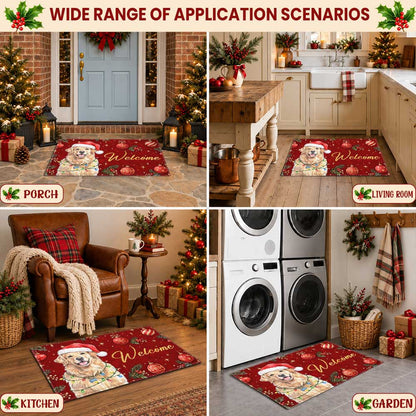 Personalized Christmas Doormat – Custom Pet Portrait Welcome Door Mat - Christmas Gift for Pet Lovers