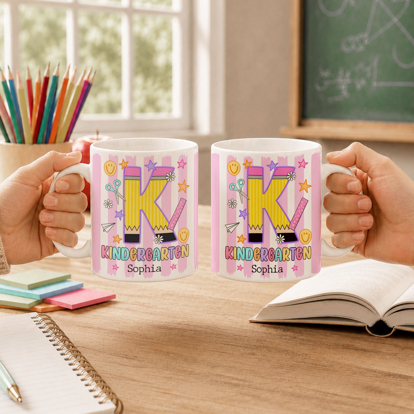 Personalized Hello Kindergarten Mug with Custom Grade & Name, Cute Goose School Coffee Mug, First Day of School Gift for Kids Students