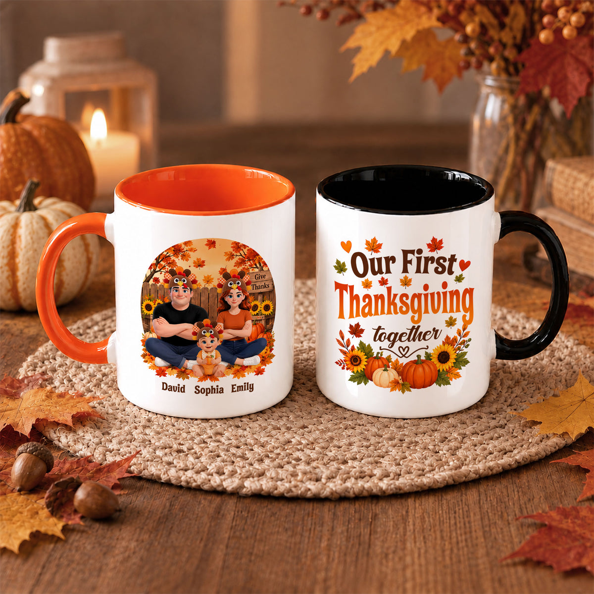 Personalized Thanksgiving Accent Mug – Our First Thanksgiving Together Mug - New Family Thanksgiving Gift