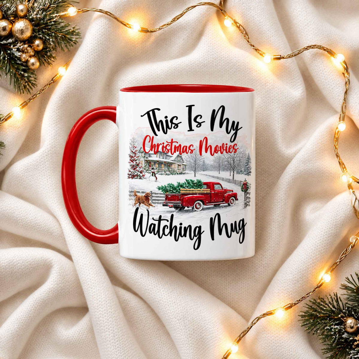 Christmas Movie Mug, Red Truck Christmas Tree Coffee Mug, Holiday Gift for Family