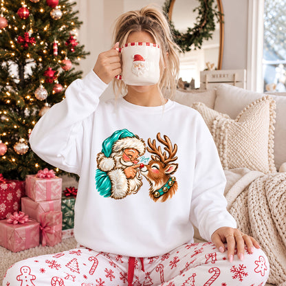 Funny Christmas Shirt  - Reindeer Santa Claus Boop T-shirt Sweatshirt - Trendy Christmas Gift for Friends, Self Gift
