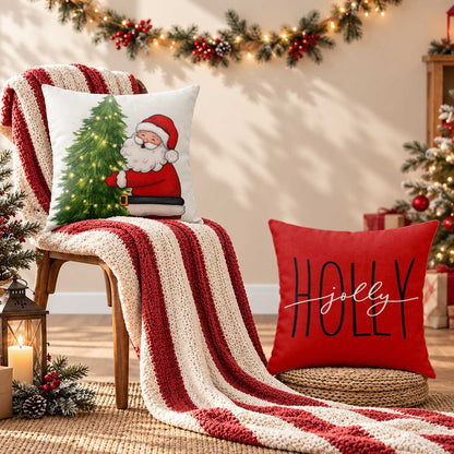 Christmas Decorative Pillow Set of 2 or 4, Santa Snowman Holiday Throw Pillow for Home Decor, Christmas Gift for Family