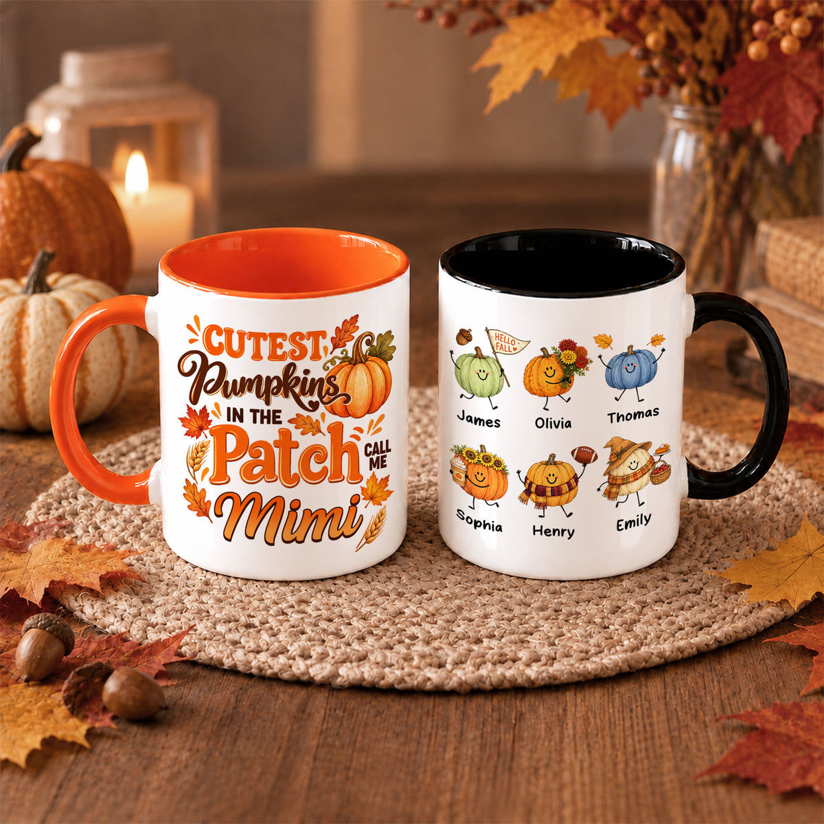 Personalized Thanksgiving Mug - The Cutest Pumpkins Call Me Mimi - Thanksgiving Gift for Mom, Grandma