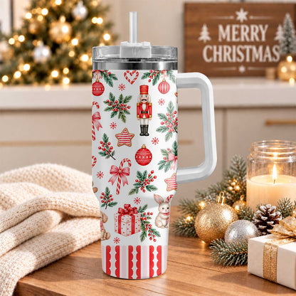 Personalized Nutcracker Ballet Tumbler 40oz, Custom Name Ballerina Cup, Christmas Gift for Girls