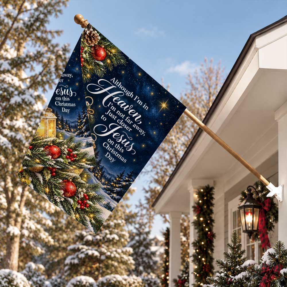 Christmas Memorial Garden Flag - Heaven Christmas Cemetery Decoration, Religious Bereavement Flag, Sympathy Gift