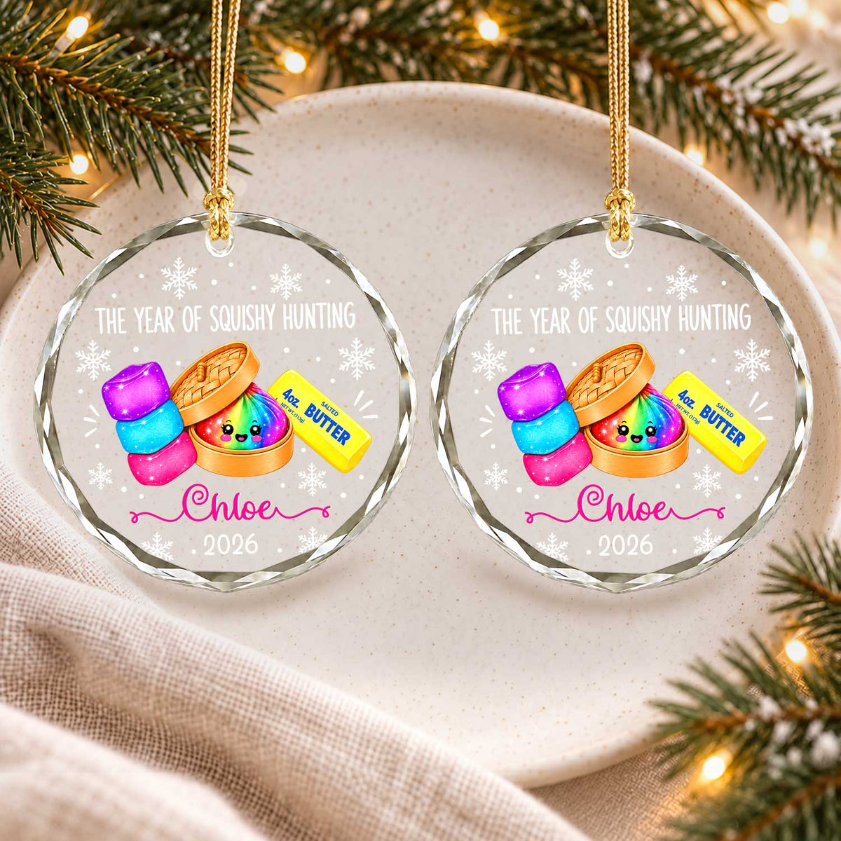 Personalized Squishies Christmas Ornament, Custom Name Year Keepsake, Christmas Gift for Kids