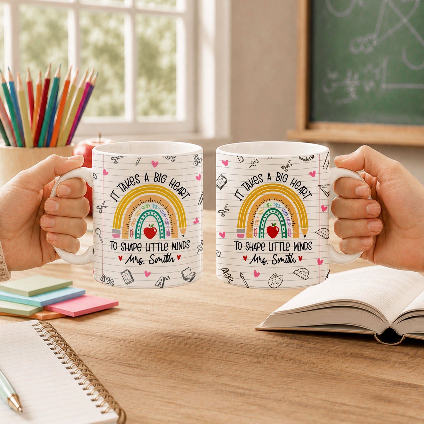 Back to School Personalized Teacher Mug, Custom Name Coffee Mug, Teacher Appreciation Gift for Preschool, Kindergarten & Elementary Teachers