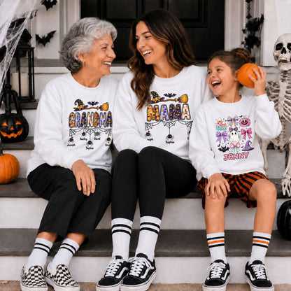 Personalized Halloween Grandma Shirt - Custom Name Spider Web - Halloween Gift for Grandma, Mom