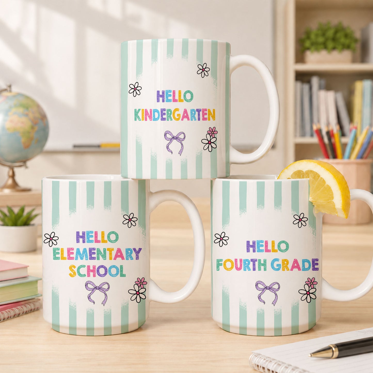 Personalized Hello Kindergarten Mug with Custom Grade & Name, Cute Goose School Coffee Mug, First Day of School Gift for Kids Students