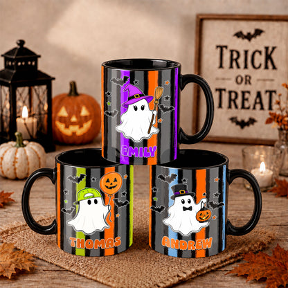 Personalized Halloween Family Mug Set - Custom Name Ghost Coffee Mug - Matching Halloween Mugs for Family, Cute Spooky Gift
