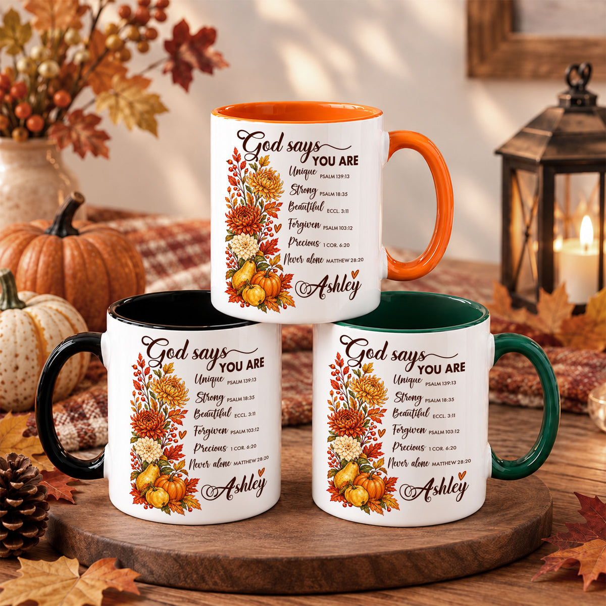 Personalized Thanksgiving Mug - God Says You Are Christian Coffee Cup - Fall Faith Gift for Friends, Self Gift