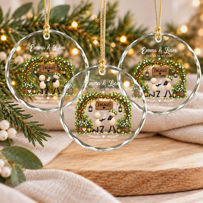 Personalized Gift Engagement Glass Ornament, Custom Couple Names Christmas, Engaged 2026 Christmas Gift For Couple