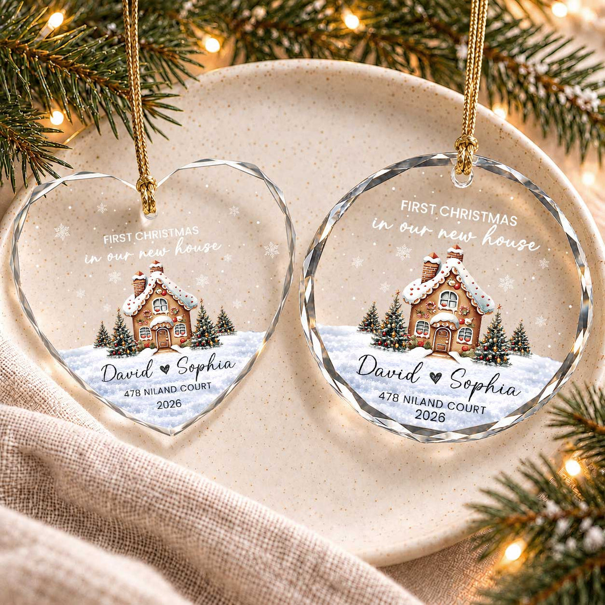 Personalized New Home Christmas Ornament, Custom Name Address Keepsake, Christmas Gift