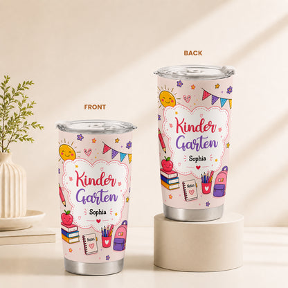 Personalized Back to School Tumbler - Custom Name & Class for Teachers and Students, Pastel Bow 20oz Travel Cup