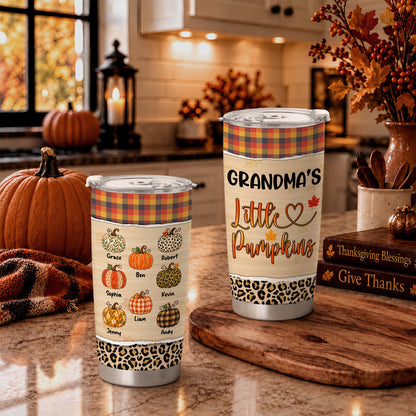 Personalized Thanksgiving Tumbler - Grandma's Little Pumpkins - Fall Gift for Grandma, Mom